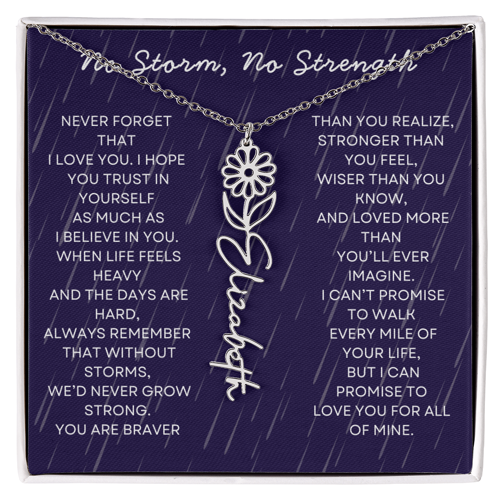 Custom Birth Flower Name Necklace with Message Card – Personalized Gift for Her