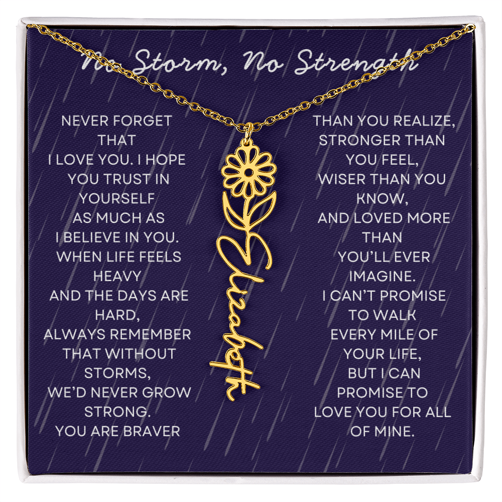 Custom Birth Flower Name Necklace with Message Card – Personalized Gift for Her