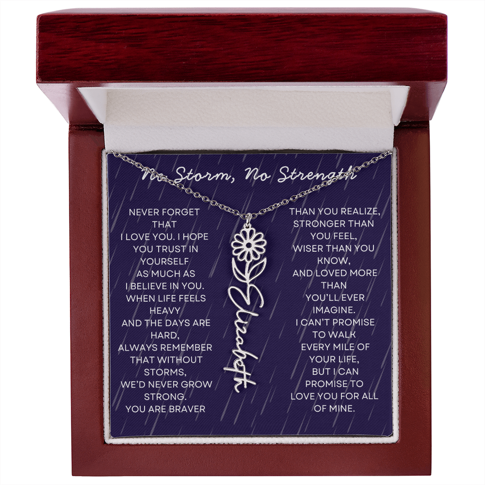 Custom Birth Flower Name Necklace with Message Card – Personalized Gift for Her