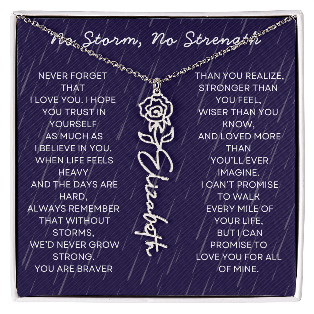 Custom Birth Flower Name Necklace with Message Card – Personalized Gift for Her