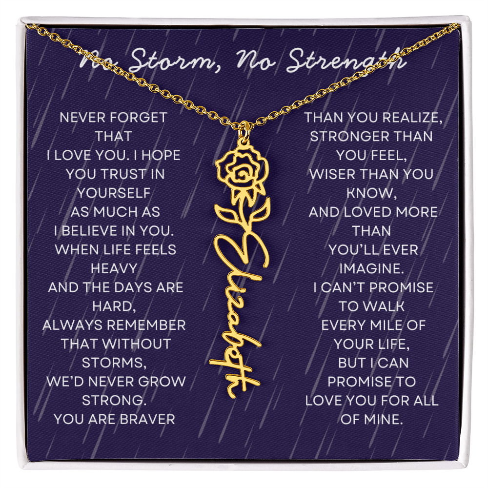 Custom Birth Flower Name Necklace with Message Card – Personalized Gift for Her