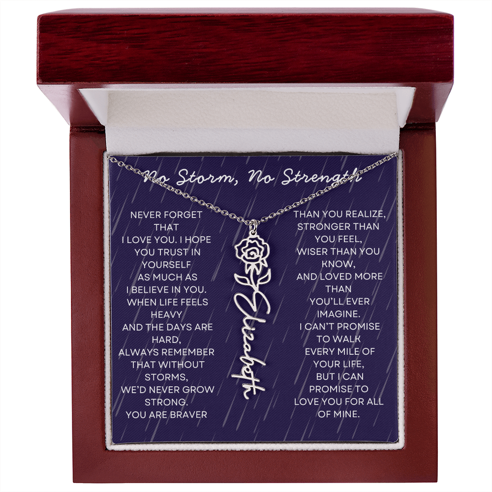 Custom Birth Flower Name Necklace with Message Card – Personalized Gift for Her