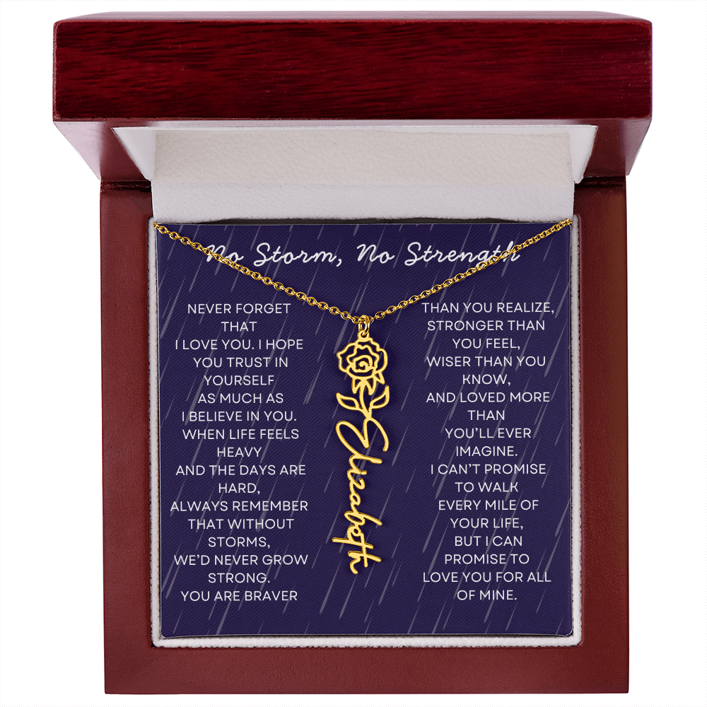 Custom Birth Flower Name Necklace with Message Card – Personalized Gift for Her
