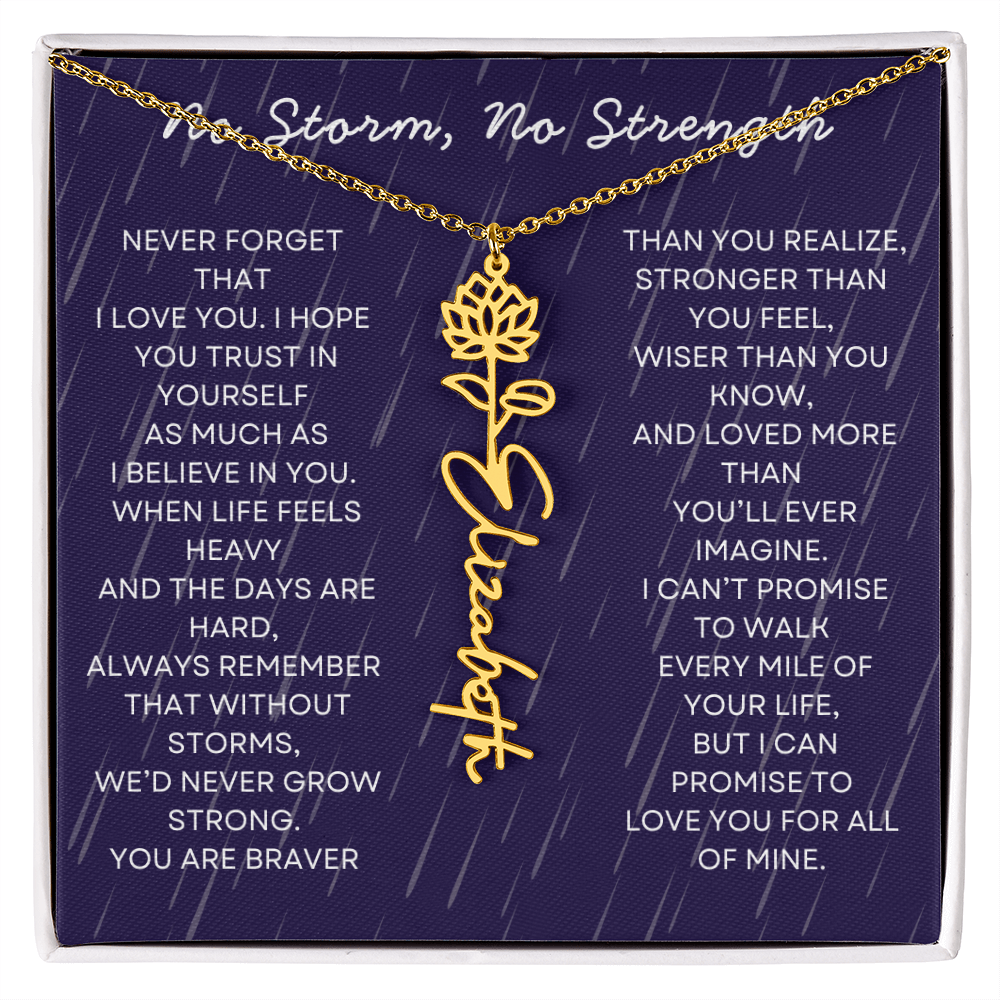 Custom Birth Flower Name Necklace with Message Card – Personalized Gift for Her
