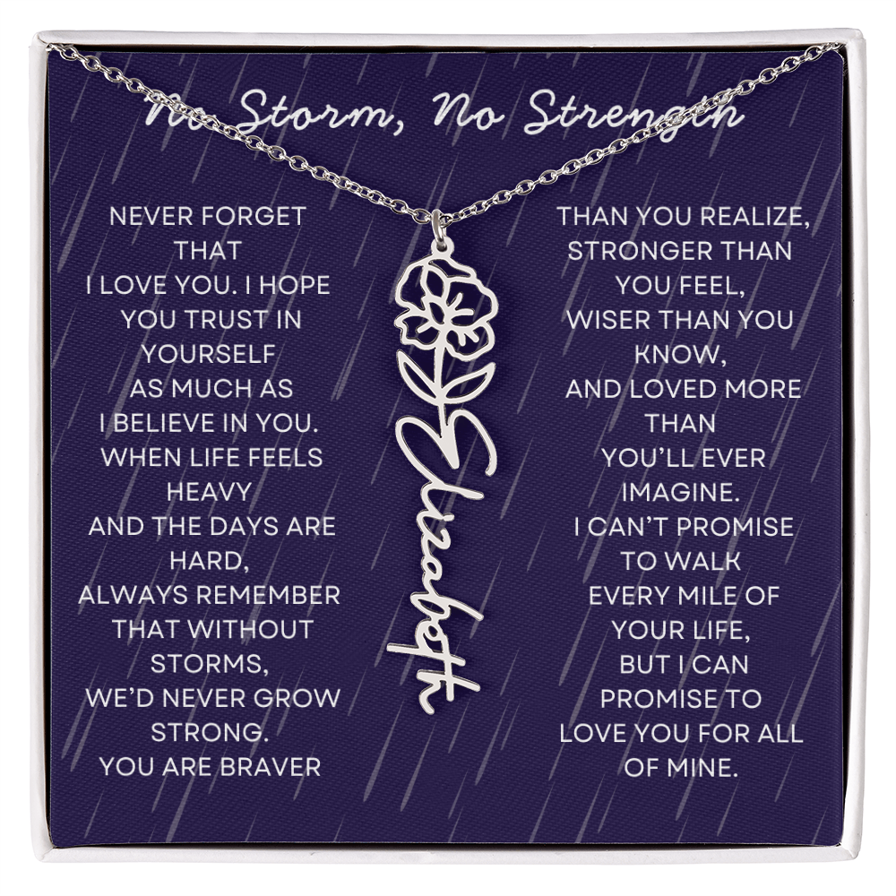 Custom Birth Flower Name Necklace with Message Card – Personalized Gift for Her