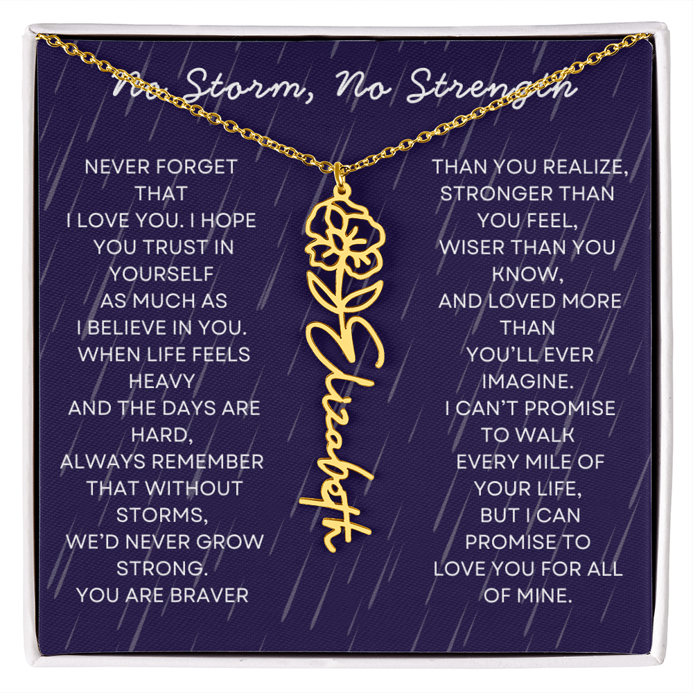 Custom Birth Flower Name Necklace with Message Card – Personalized Gift for Her
