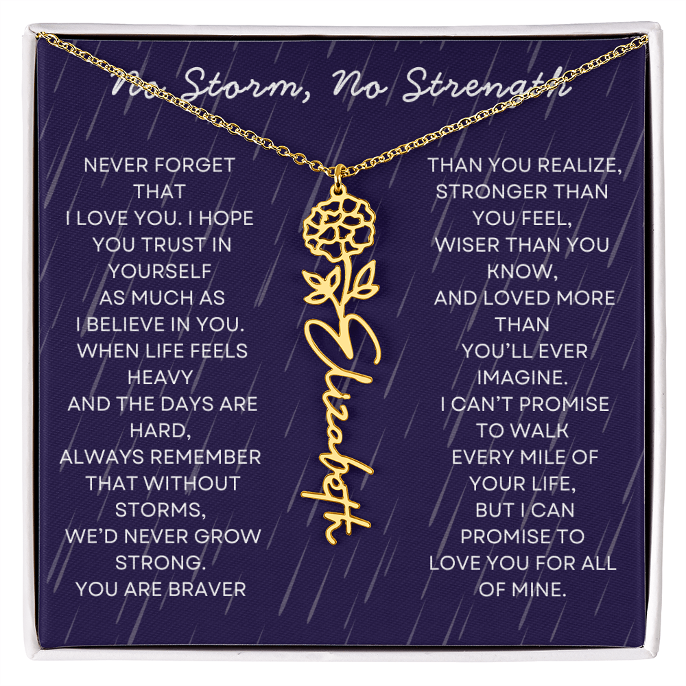 Custom Birth Flower Name Necklace with Message Card – Personalized Gift for Her