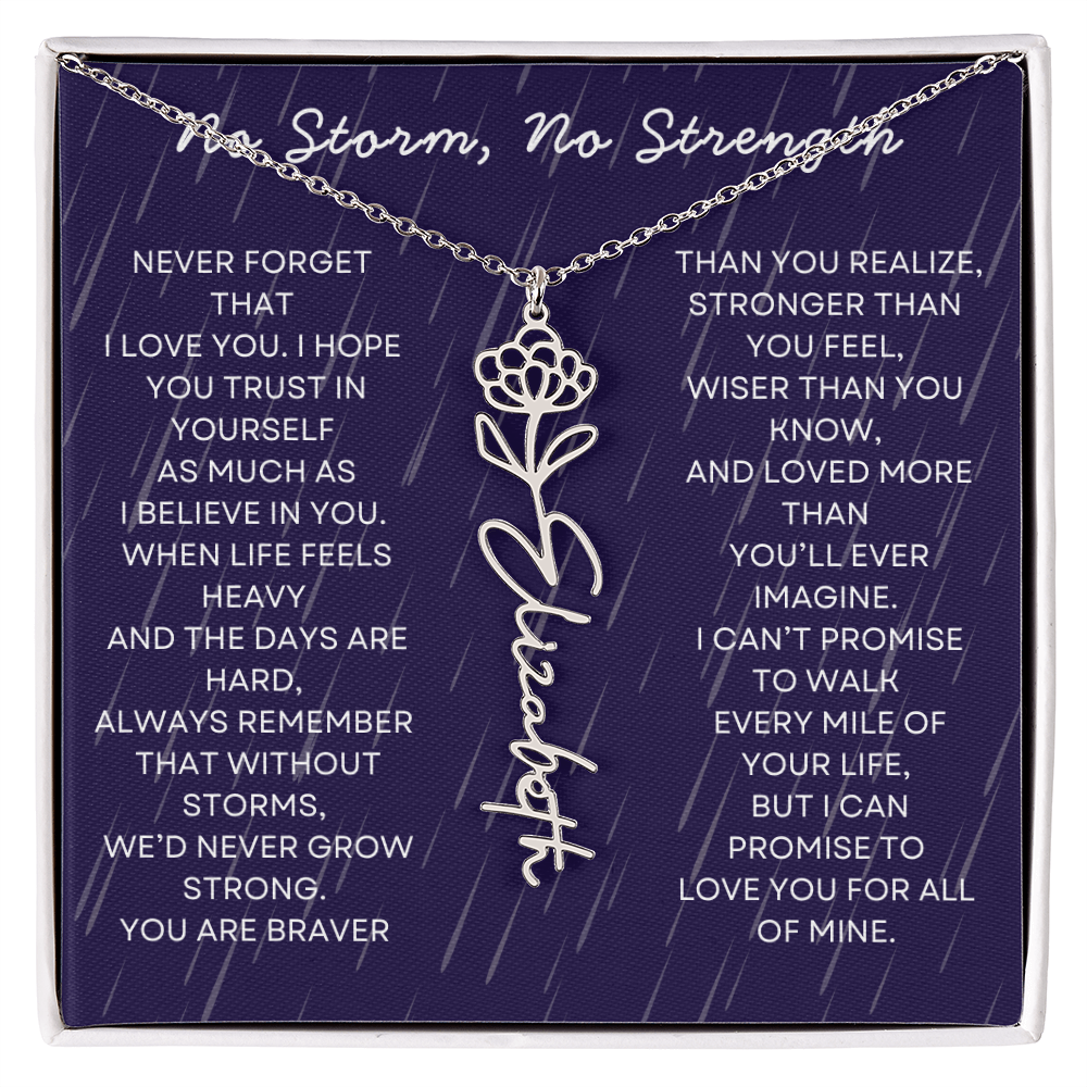 Custom Birth Flower Name Necklace with Message Card – Personalized Gift for Her