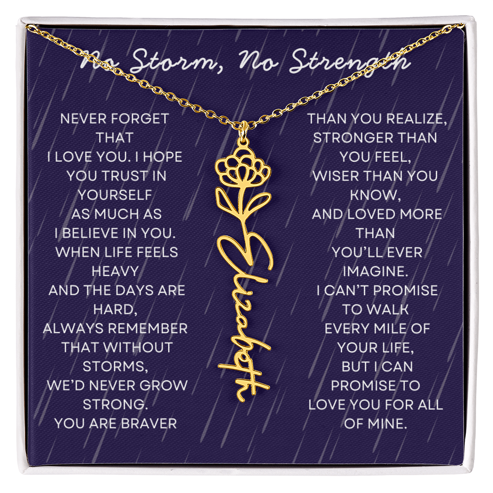Custom Birth Flower Name Necklace with Message Card – Personalized Gift for Her