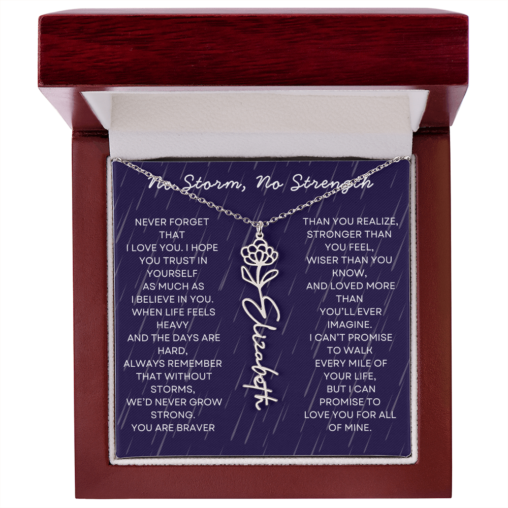 Custom Birth Flower Name Necklace with Message Card – Personalized Gift for Her