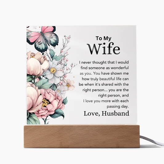 To My Wife – Color-Changing Acrylic Plaque from Husband"