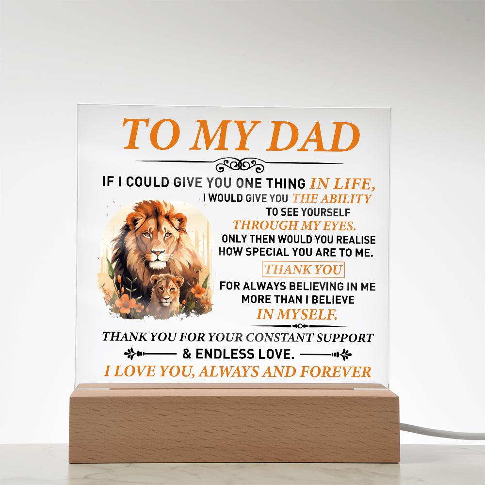 To My Dad – Lion & Cub Personalized Father's Day Acrylic Plaque