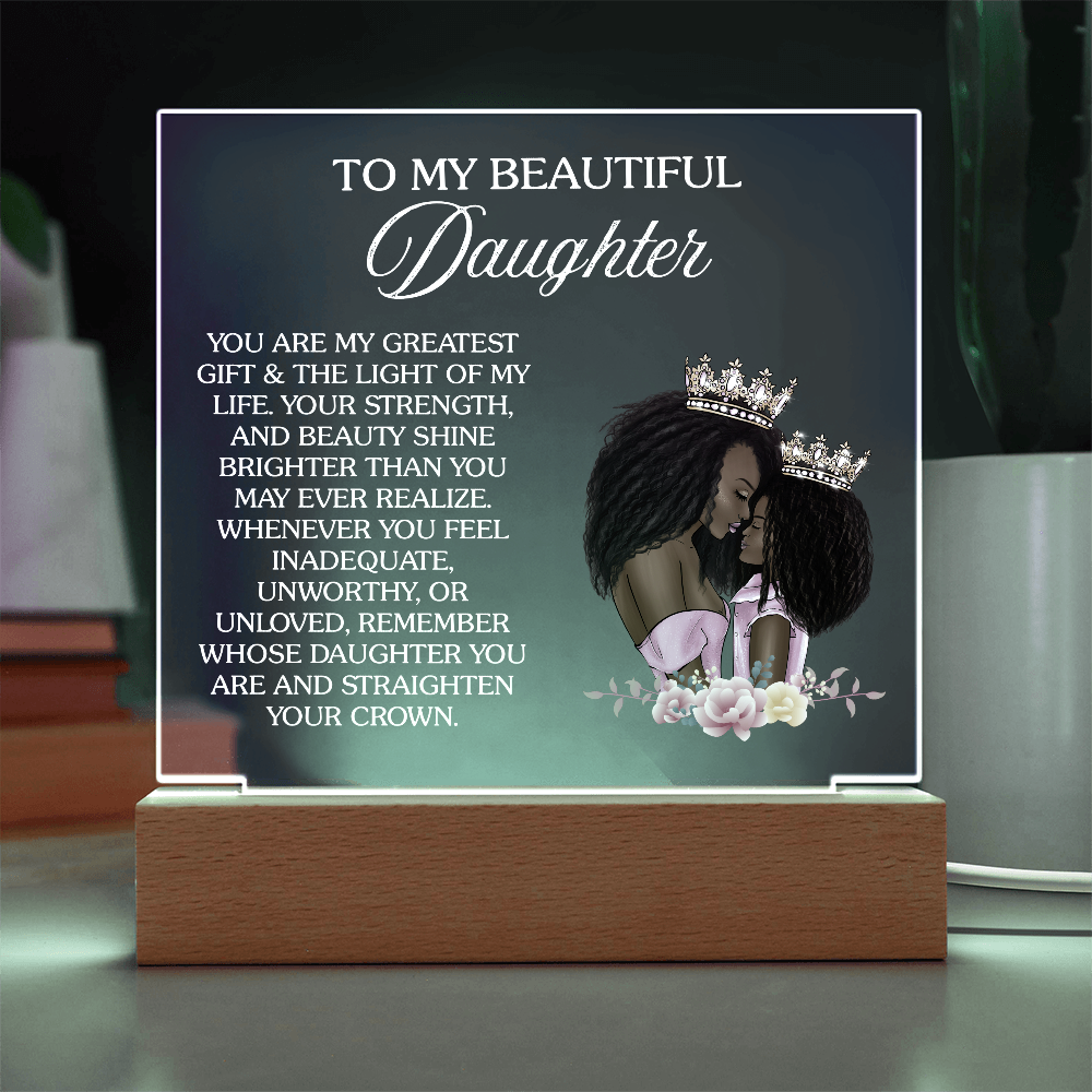 Crown Up, Queen – Daughter Acrylic Nightlight Gift from Mom
