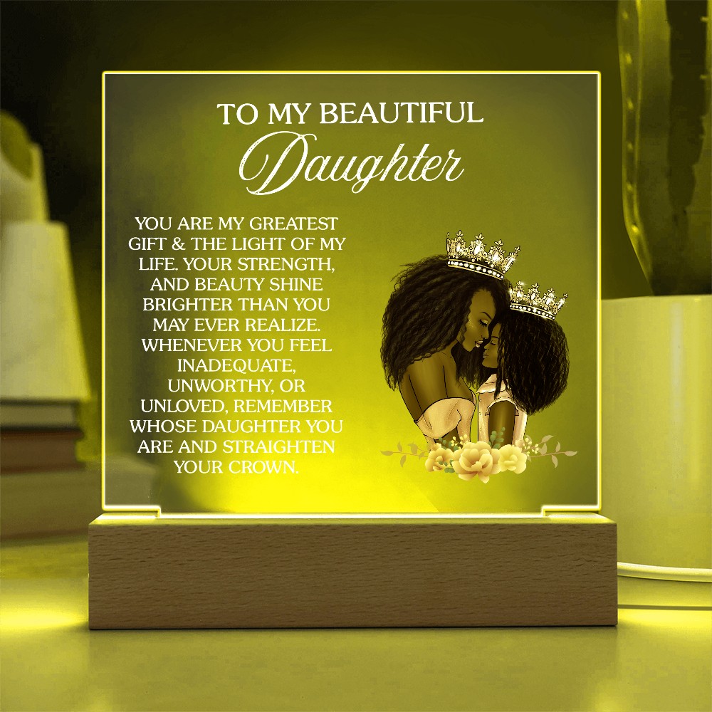 Crown Up, Queen – Daughter Acrylic Nightlight Gift from Mom