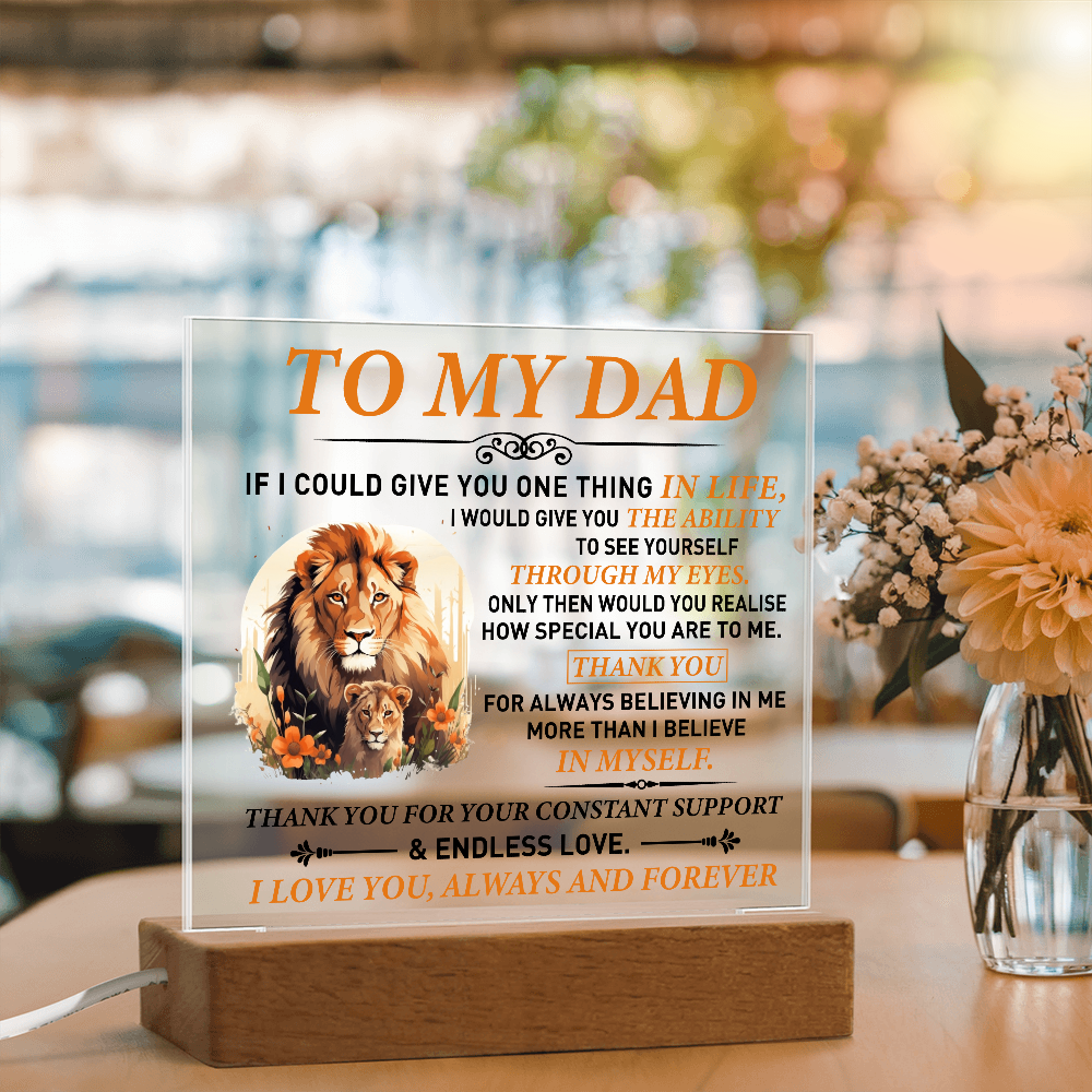 To My Dad – Lion & Cub Personalized Father's Day Acrylic Plaque