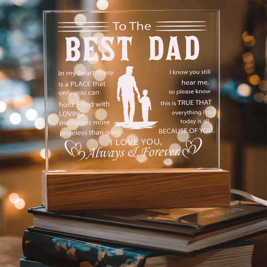 To My Father - Best Dad Ever Acrylic Plaque with Color-Changing LED Base