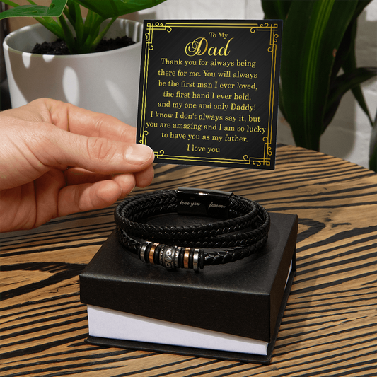 Love You Forever” Men's Leather Bracelet – Sentimental Gift for Dad