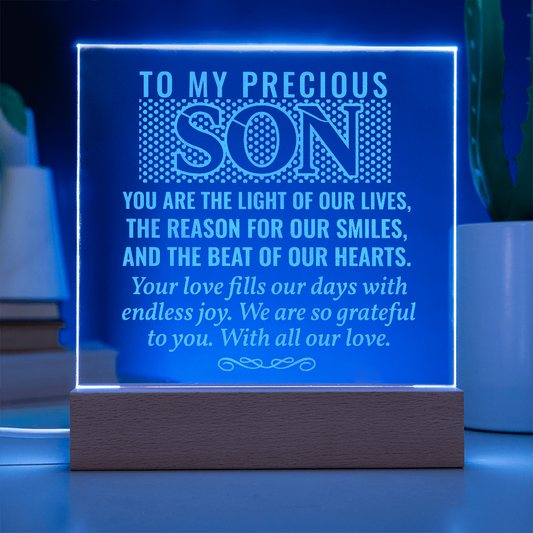 To My Son – Engraved LED Acrylic Plaque Keepsake Gift