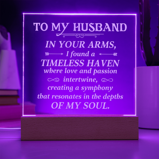To My Husband – LED Engraved Acrylic Plaque with Romantic Quote