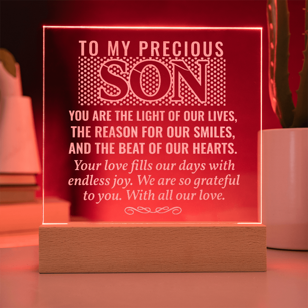 To My Son – Engraved LED Acrylic Plaque Keepsake Gift