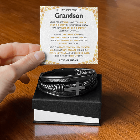 Men's Cross Bracelet with Message Card – Gift from Grandma to Grandson