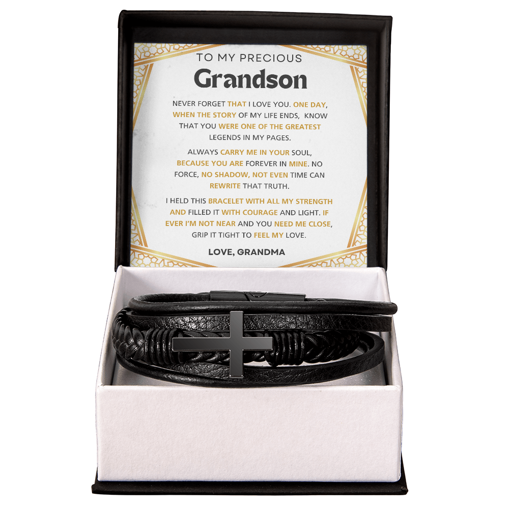 Men's Cross Bracelet with Message Card – Gift from Grandma to Grandson