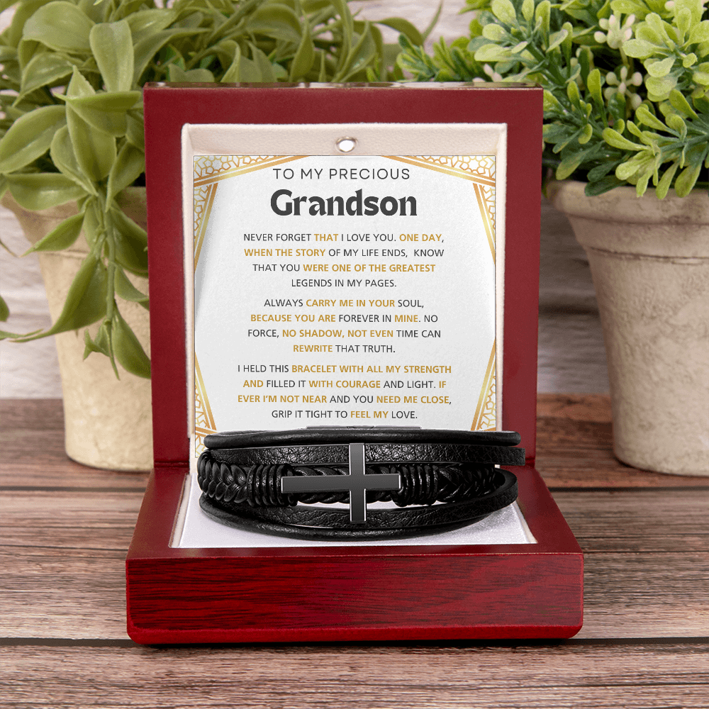 Men's Cross Bracelet with Message Card – Gift from Grandma to Grandson