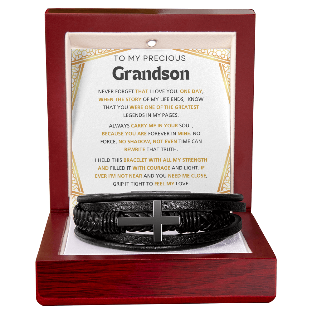 Men's Cross Bracelet with Message Card – Gift from Grandma to Grandson