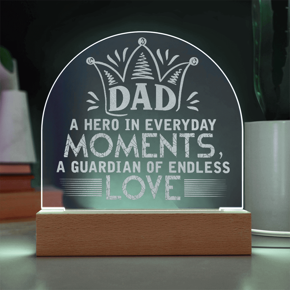 To My Dad – Engraved Acrylic LED Plaque with Crown Design