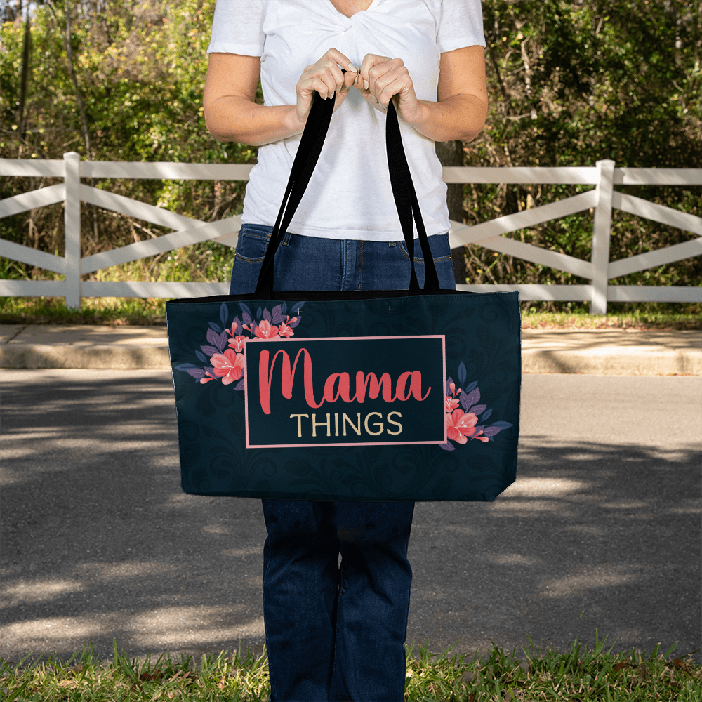 To My Mom, Stylish Floral Mama Tote Bag – Mama Things Carryall Bag for Moms On-the-Go