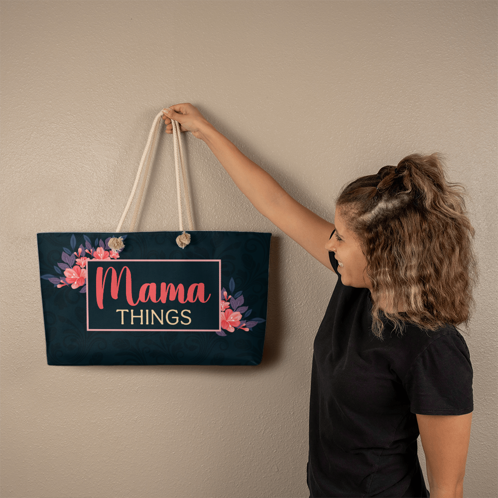 To My Mom, Stylish Floral Mama Tote Bag – Mama Things Carryall Bag for Moms On-the-Go