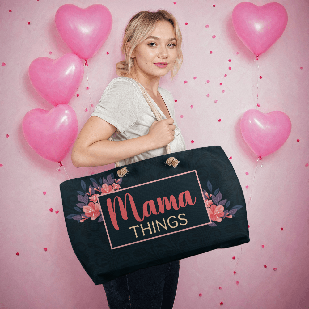 To My Mom, Stylish Floral Mama Tote Bag – Mama Things Carryall Bag for Moms On-the-Go