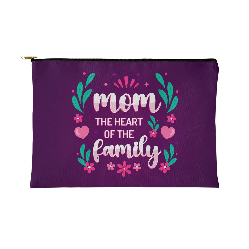Mom – The Heart of the Family Fabric Zippered Pouch Gift