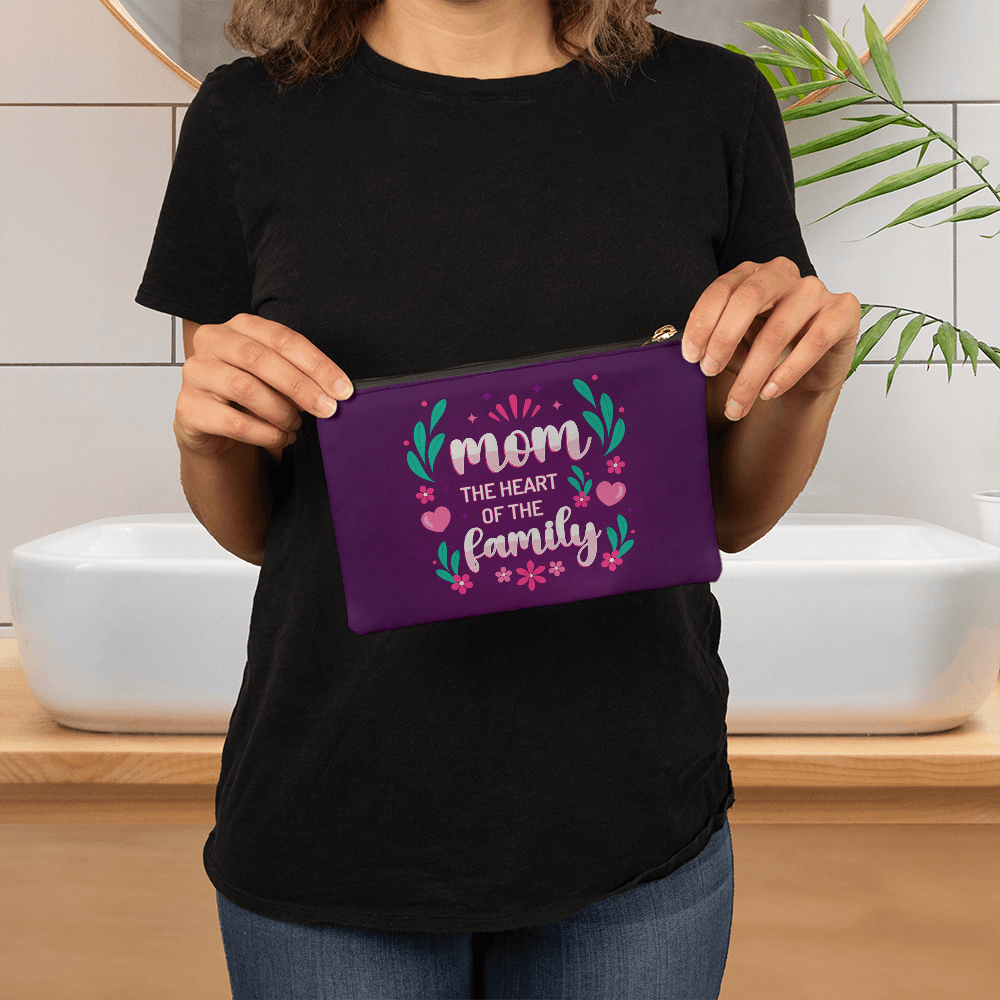 Mom – The Heart of the Family Fabric Zippered Pouch Gift