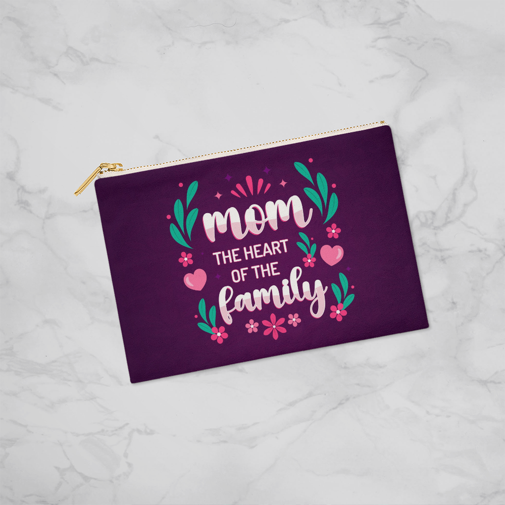 Mom – The Heart of the Family Fabric Zippered Pouch Gift