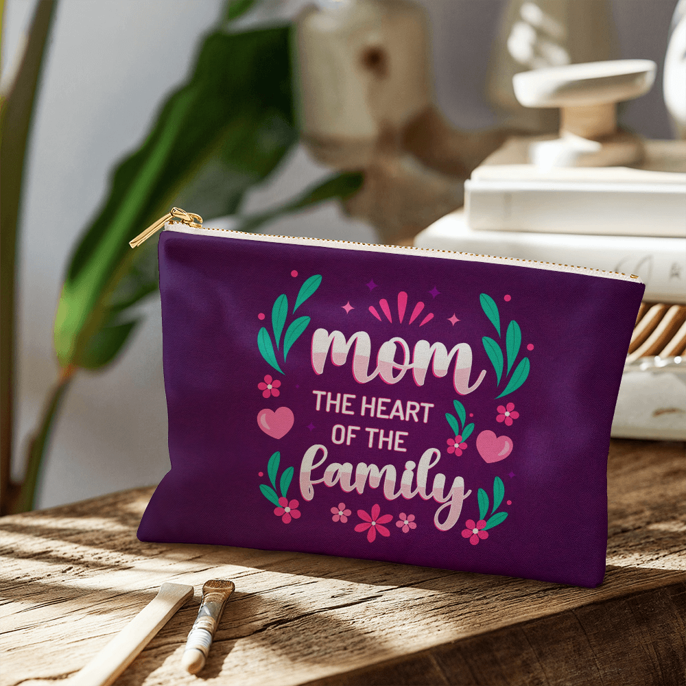 Mom – The Heart of the Family Fabric Zippered Pouch Gift