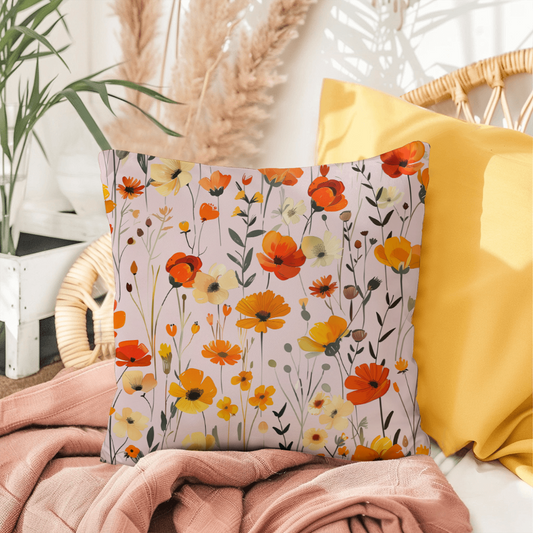 Vintage Wildflower Throw Pillow Cozy Floral Home Decor