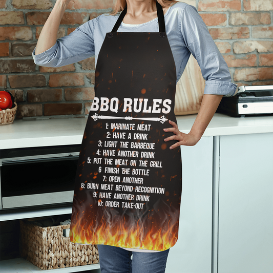 🔥 BBQ Rules Funny Grilling Apron for Men – Gag Gift for Dads, Grill Masters & Backyard Chefs