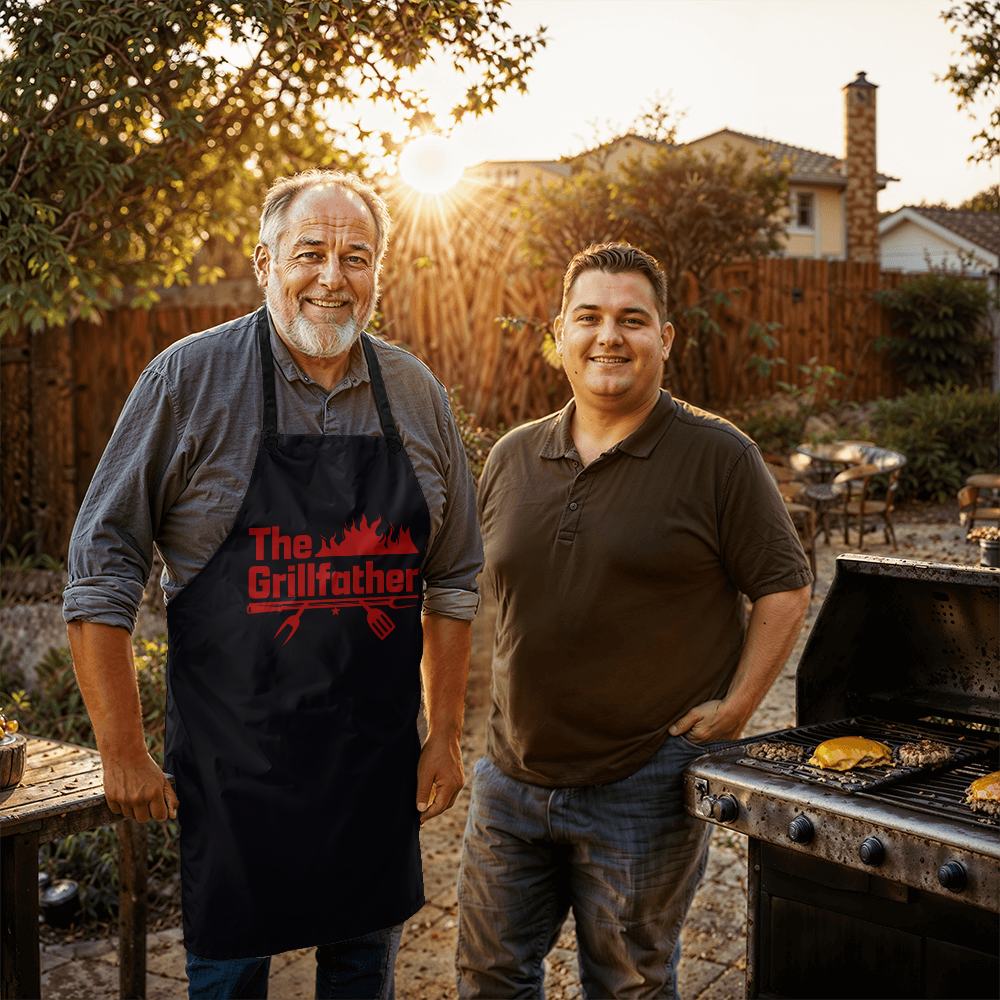 The GrillFather BBQ Apron – Funny Father's Day Gift for Dads Who Rule the Grill