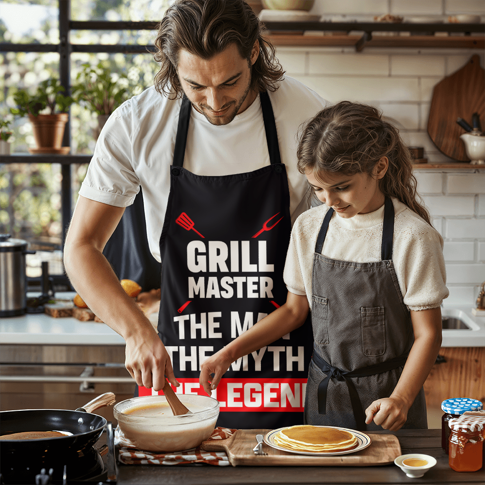 Grill Master Apron – The Man, The Myth, The Legend BBQ Apron for Dad
