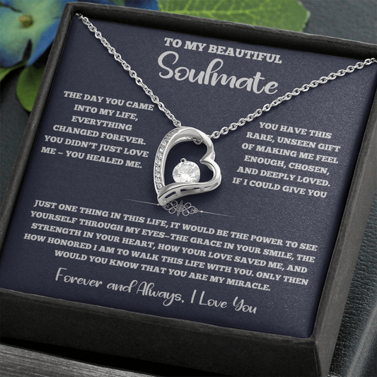 Forever Love Necklace for Soulmate – Romantic Gift with Heartfelt Message Card
