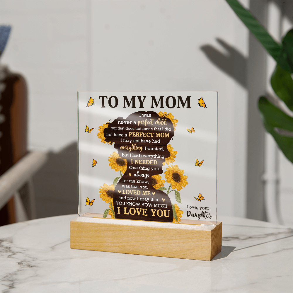 Sunflower Love Mom Acrylic Plaque