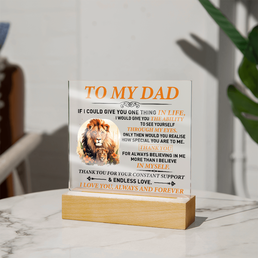 To My Dad – Lion & Cub Personalized Father's Day Acrylic Plaque