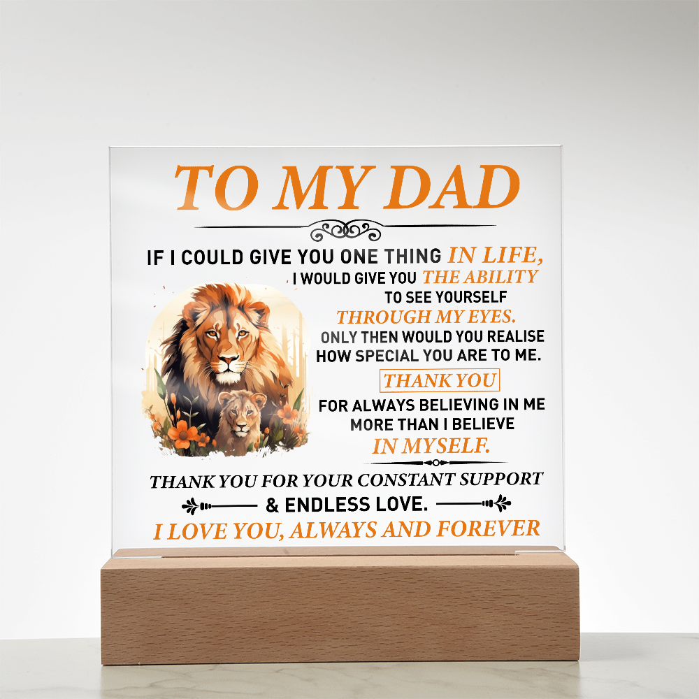 To My Dad – Lion & Cub Personalized Father's Day Acrylic Plaque