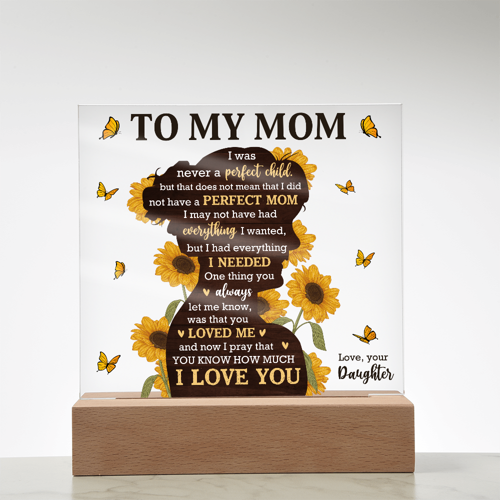 Sunflower Love Mom Acrylic Plaque