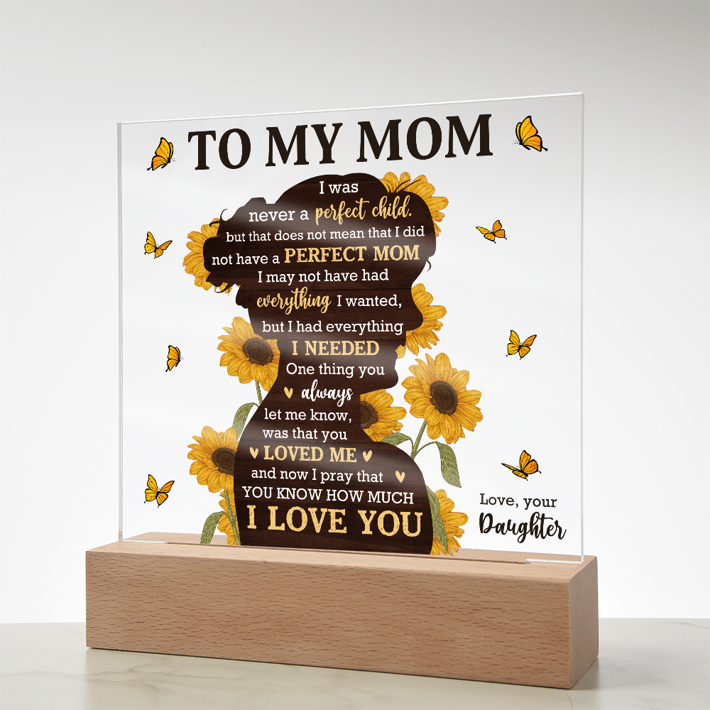 Sunflower Love Mom Acrylic Plaque