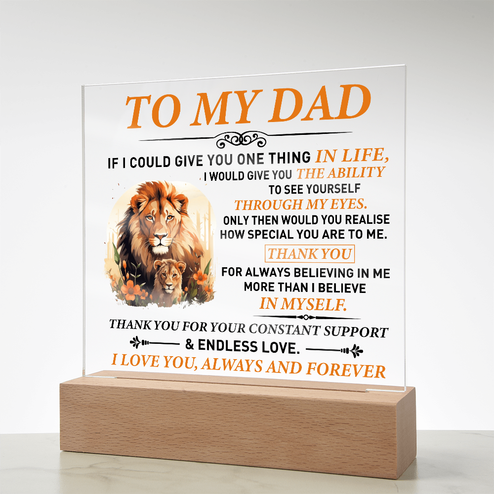 To My Dad – Lion & Cub Personalized Father's Day Acrylic Plaque