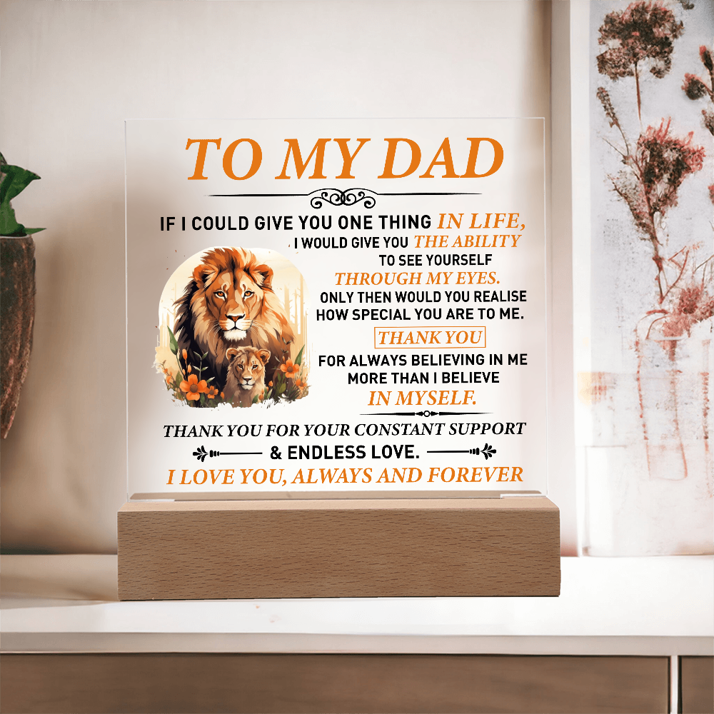 To My Dad – Lion & Cub Personalized Father's Day Acrylic Plaque