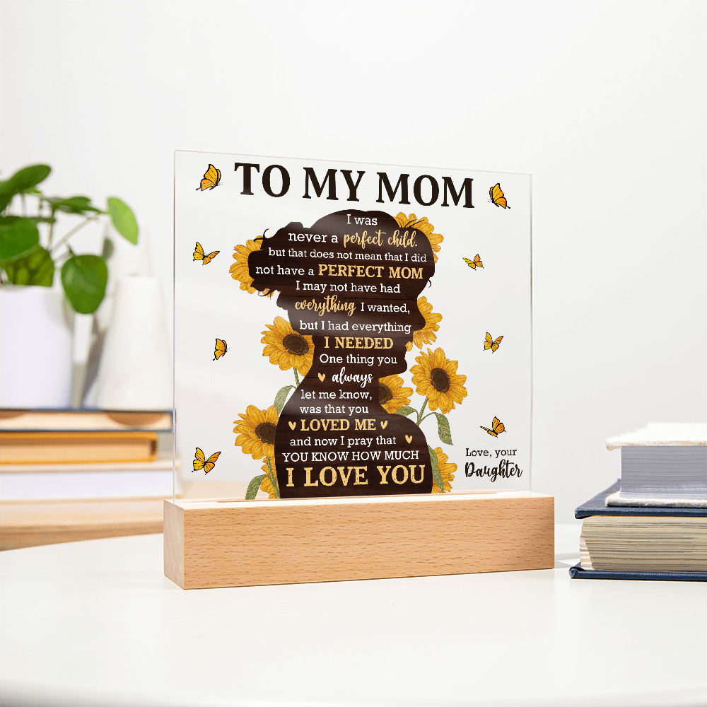 Sunflower Love Mom Acrylic Plaque