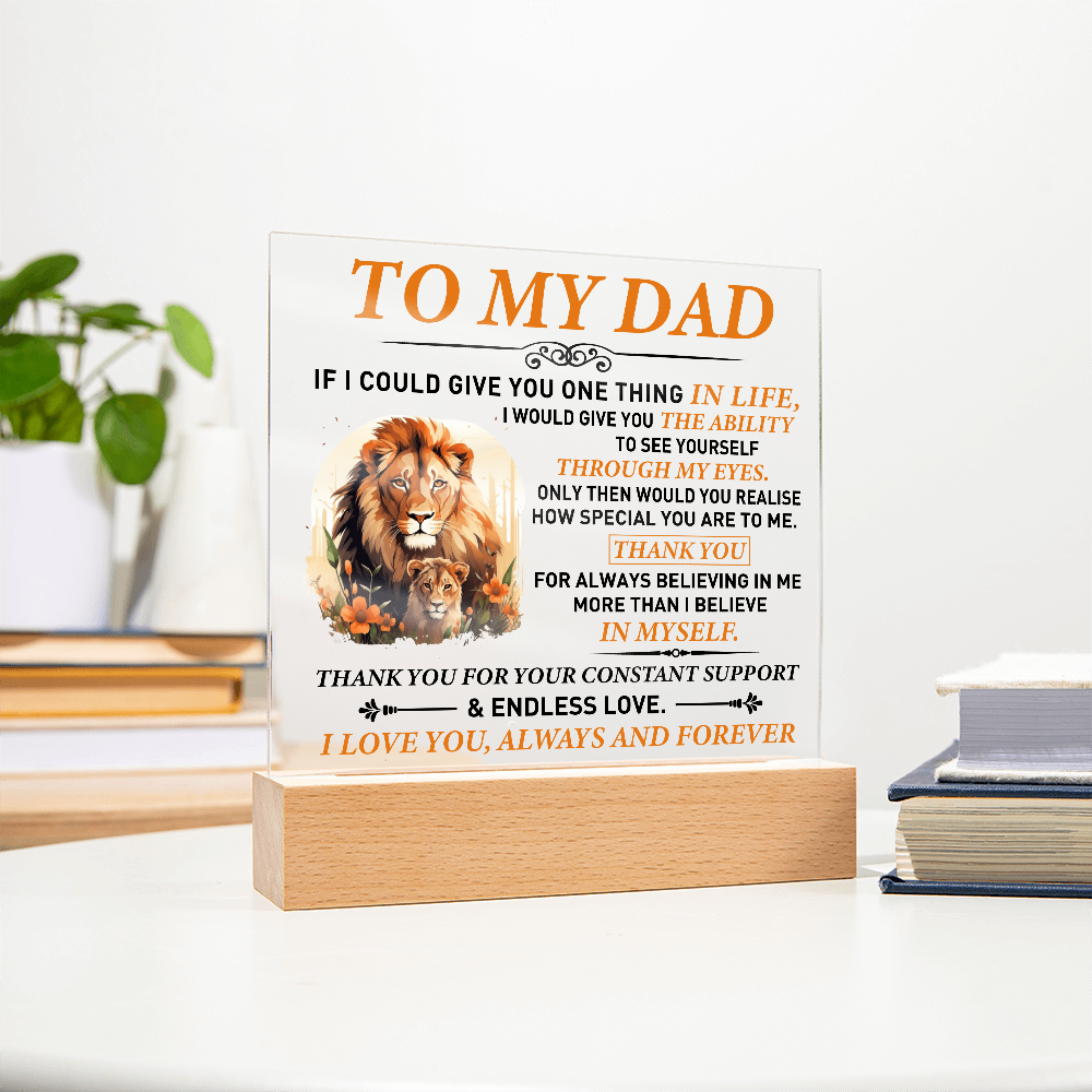 To My Dad – Lion & Cub Personalized Father's Day Acrylic Plaque